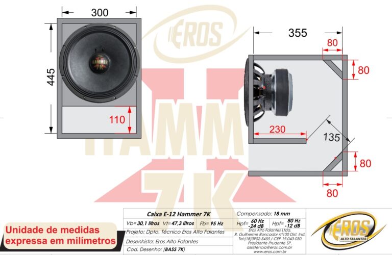 Caixa Alto Falante Eros Hammer 700 1 6k 3 0k 4 0k 4 7k 5 2k 6 5k 7 2k