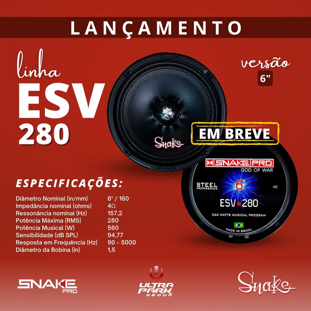 Alto Falante Snake ESV 280 rms 6 Polegadas 5 alto falante snake esv 280 6 polegadas 2 porta 3