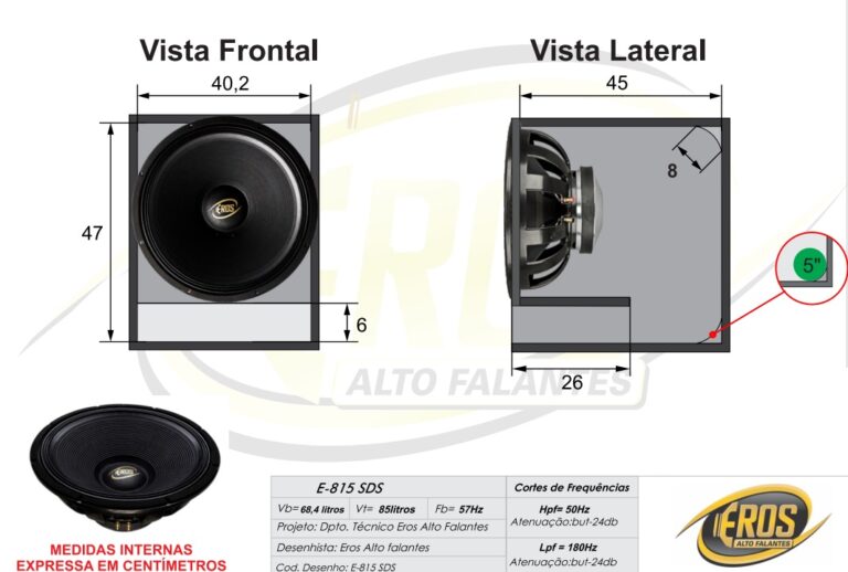 Caixa Alto Falante Eros Sds K K K E Polegadas