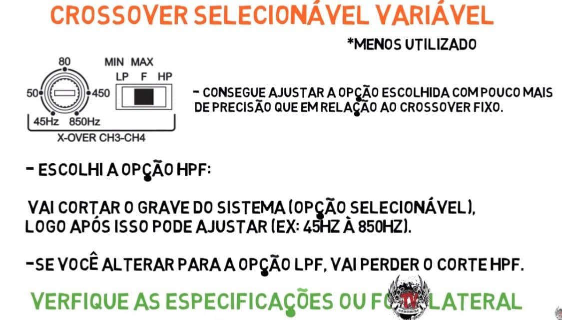 crossover selecionavel variavel modulo amplificador como regular