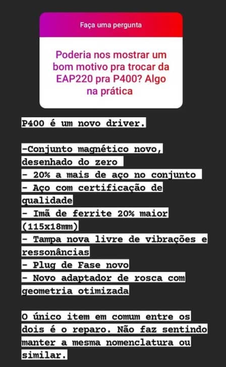 Driver EAP P400 100wrms Poliimida 8 Ohms Estranho Audio Parts Ferrite 6