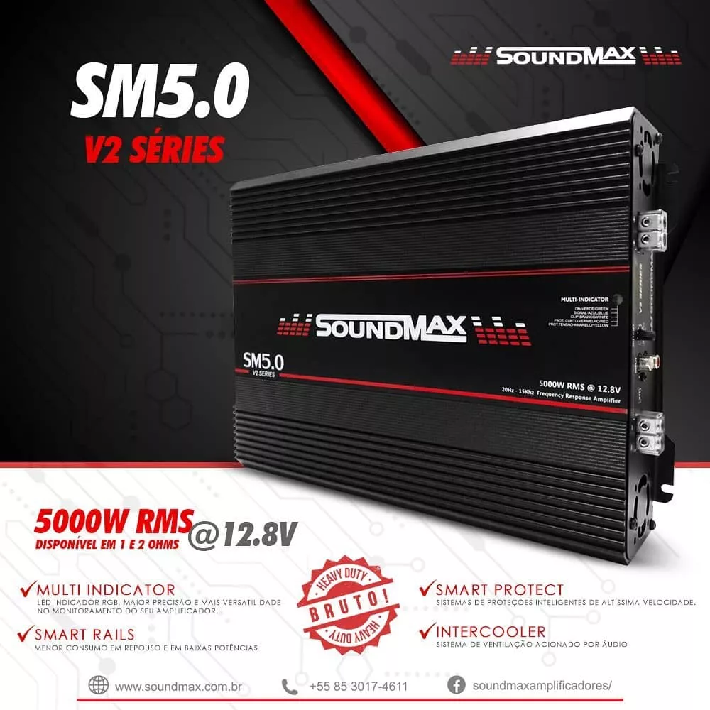 Módulo Amplificador SoundMax SM 5.0 V2 5000 rms 1 canal 1
