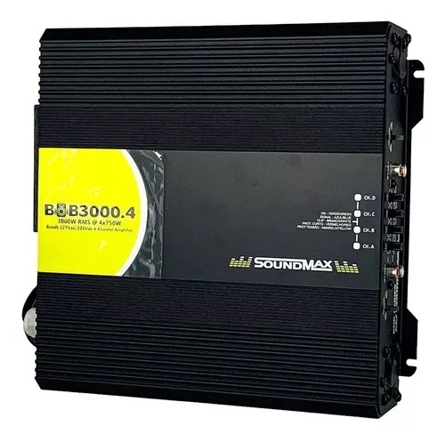 modulo amplificador soundmax bob3000 4 3000 rms 4 canais 2