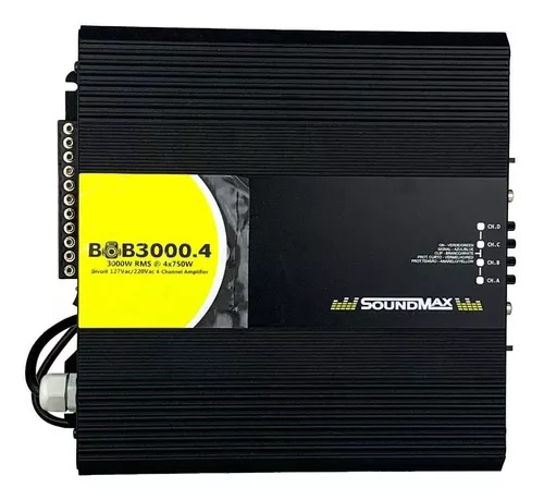 modulo amplificador soundmax bob3000 4 3000 rms 4 canais