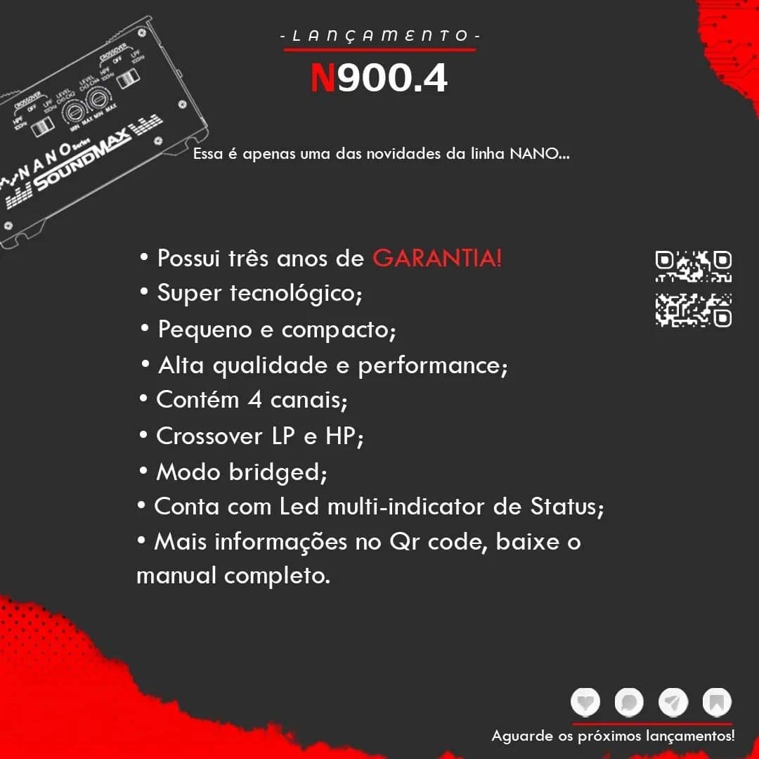 modulo amplificador soundmax n900 4 900 rms nano 4 canais 5