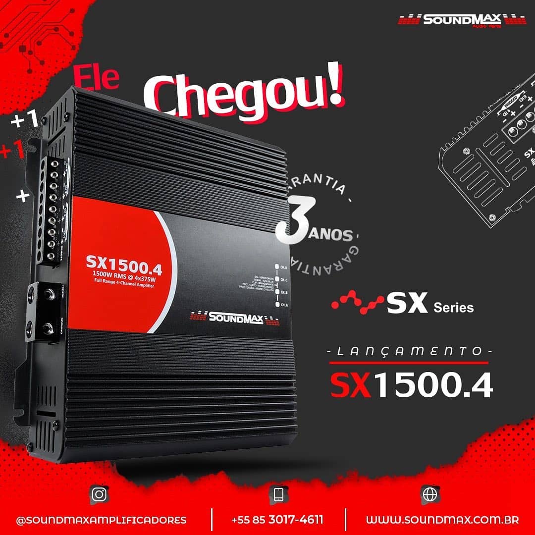 modulo amplificador soundmax sx1500 4 1500 rms 4 canais