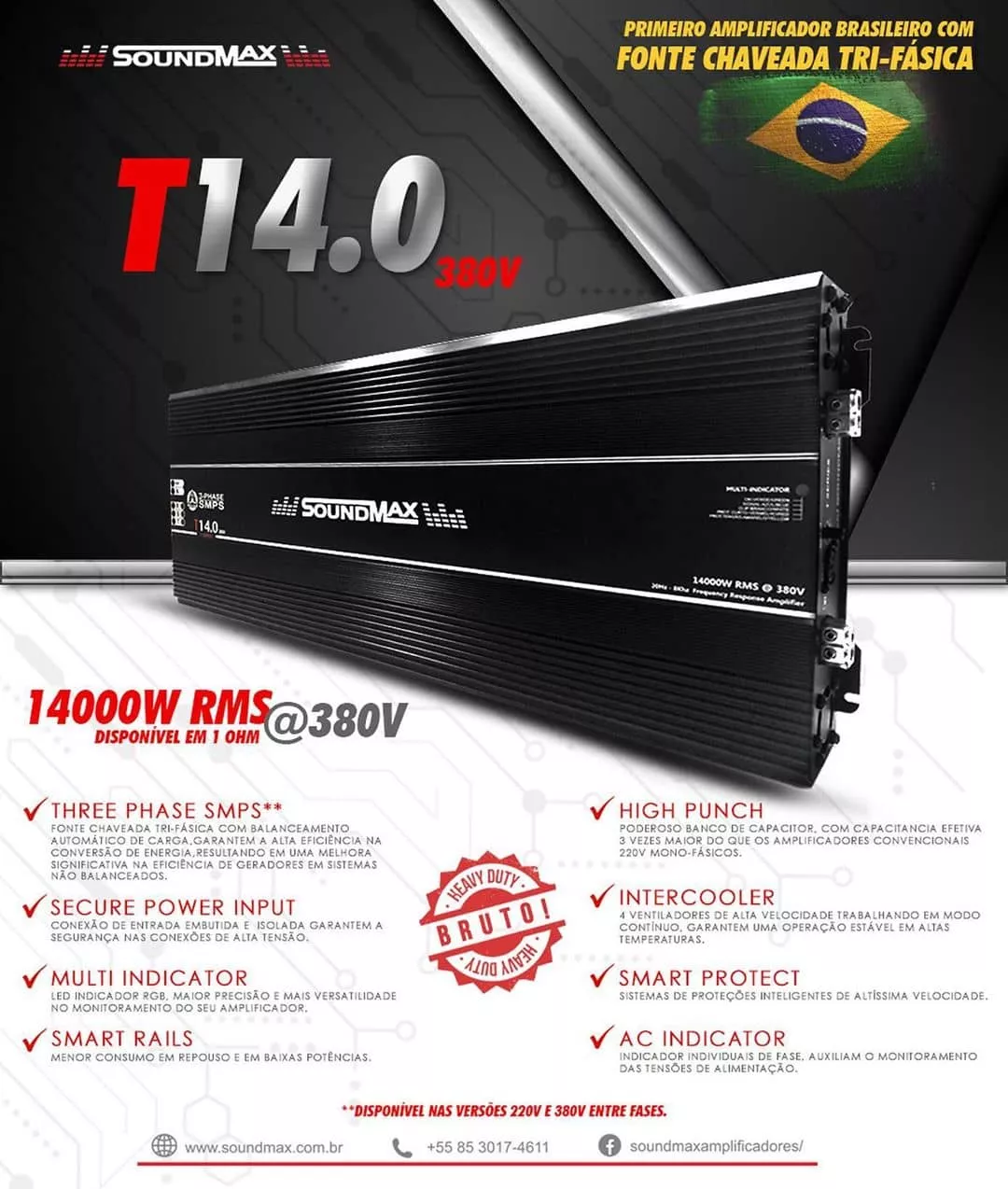 Módulo Amplificador SoundMax T14.0 14000 rms 380v Tri-fásico 1