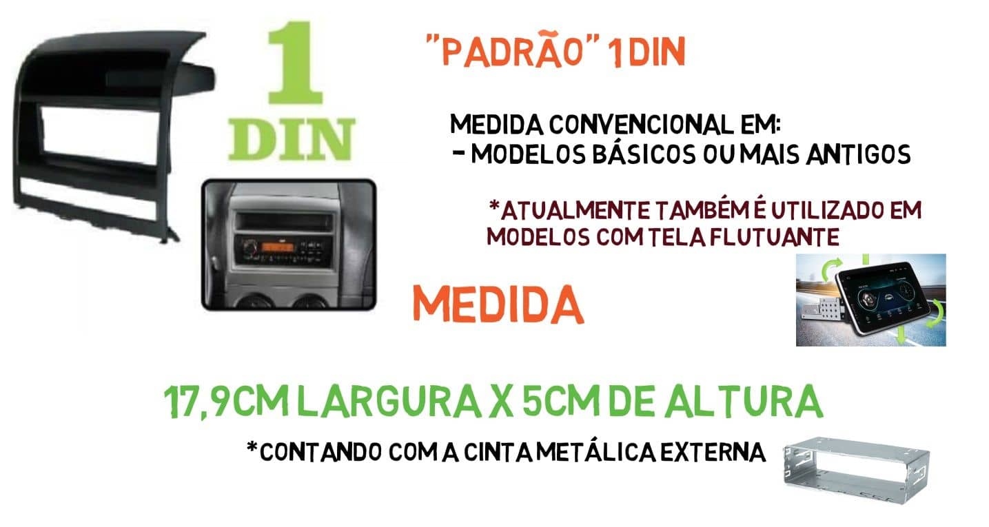 Qual a diferença de moldura 1 Din ou 2 Din? Aparelho de CD/DVD/media Player Multimidia 1