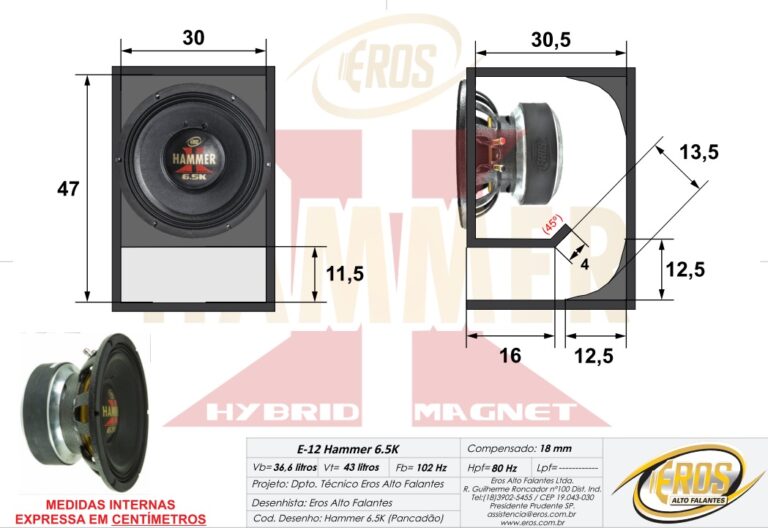 Caixa Para Alto Falante Woofer Rms