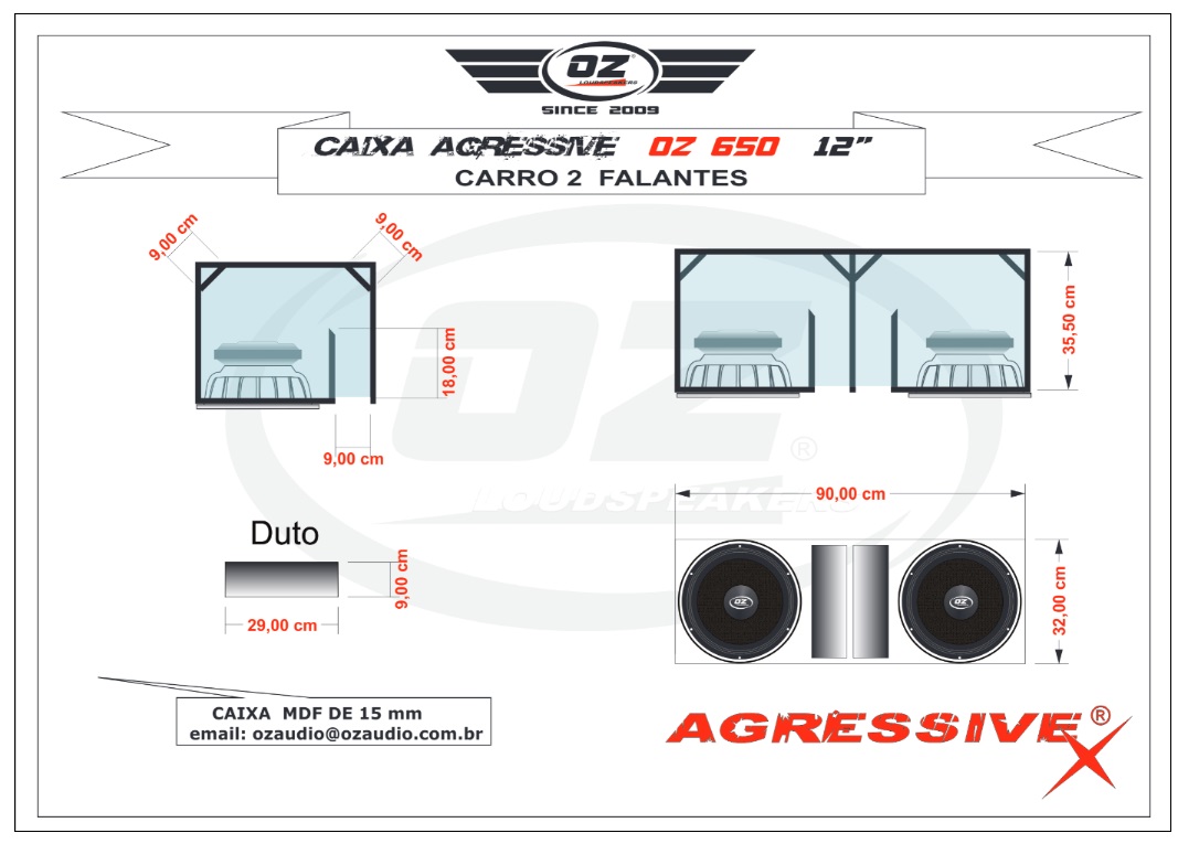 Caixa para Alto Falante Woofer 12 1000 1100 1200 1500 2200 2600 3200 rms 32 projeto de caixa oz agressive 12 polegadas 650 rms pancadao duto regua 2 alto falantes no carro